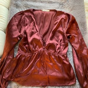 Abercrombie Silk Long-Sleeve Shirt, Rust